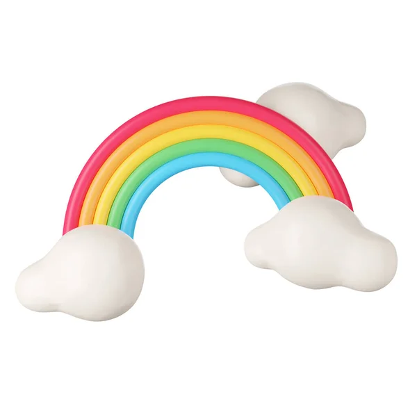 Darstellung Von Regenbogen Und Wolken Isoliert Auf Weiß Steilpfad — Stockfoto