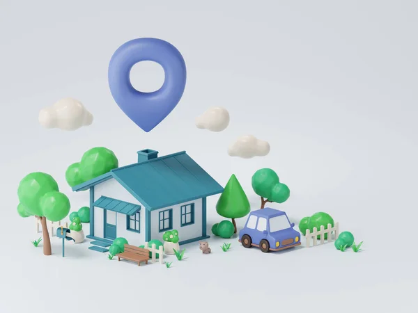 House Location Pin Icon Property Real Estate Investment Concept Rendering — Stok fotoğraf
