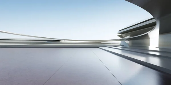 Render Abstract Futuristic Architecture Concrete Floor — Stockfoto