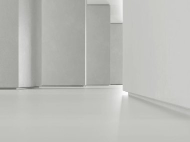 Soyut beton mimarinin 3D görüntüsü. 