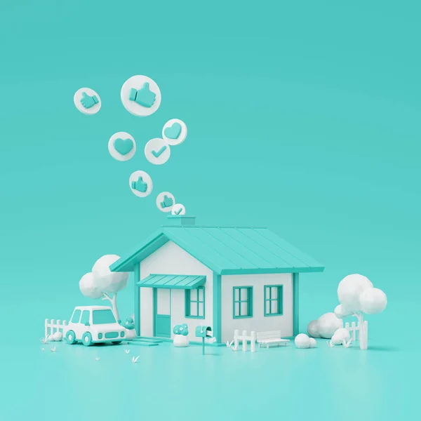 Render House Love Icon Real Estate Concept — Stock Photo, Image