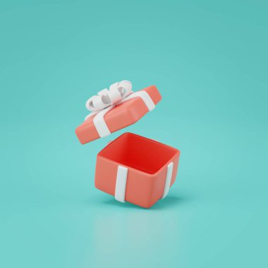 Yeşil üzerine izole edilmiş 3D hediye kutusu.