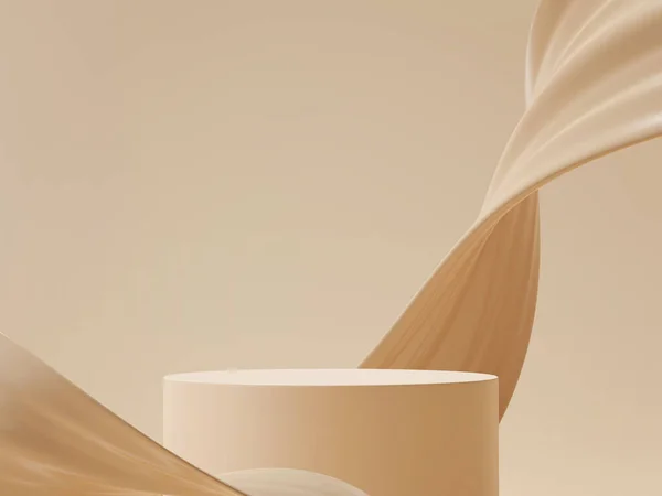 Καθιστούν Βάθρο Βάθρο Καφέ Κρέμα Θεμελίωσης Βιτρίνα Του Προϊόντος Ομορφιάς — Φωτογραφία Αρχείου