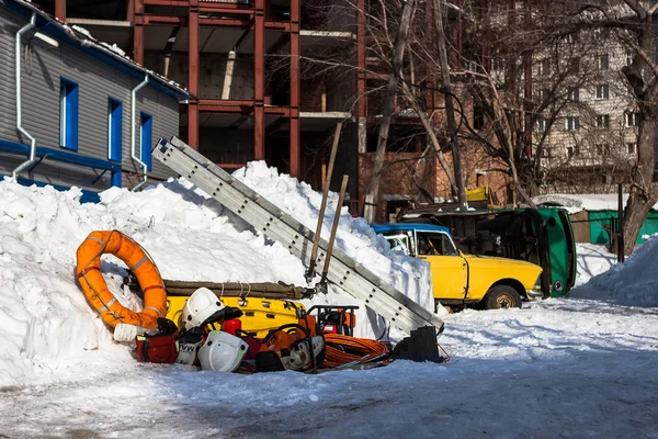 Polygon rescuers before training — Stock Photo, Image