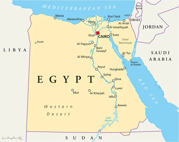 El mapa de Egipto — Archivo Imágenes Vectoriales