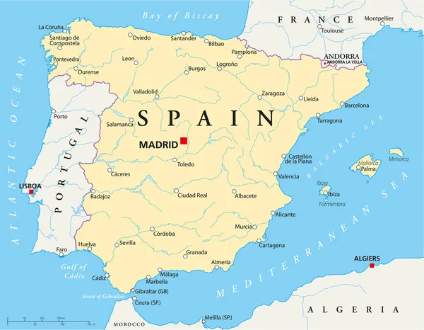 Espanha Mapa — Vetor de Stock