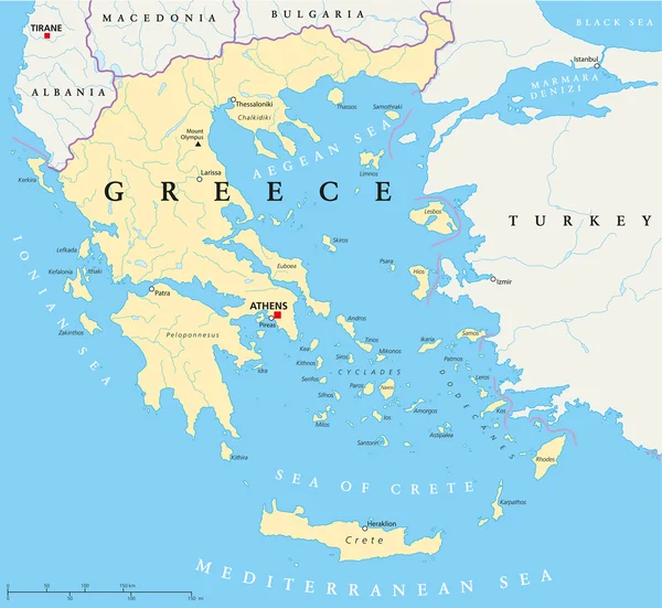 Grecia Mapa político — Vector de stock