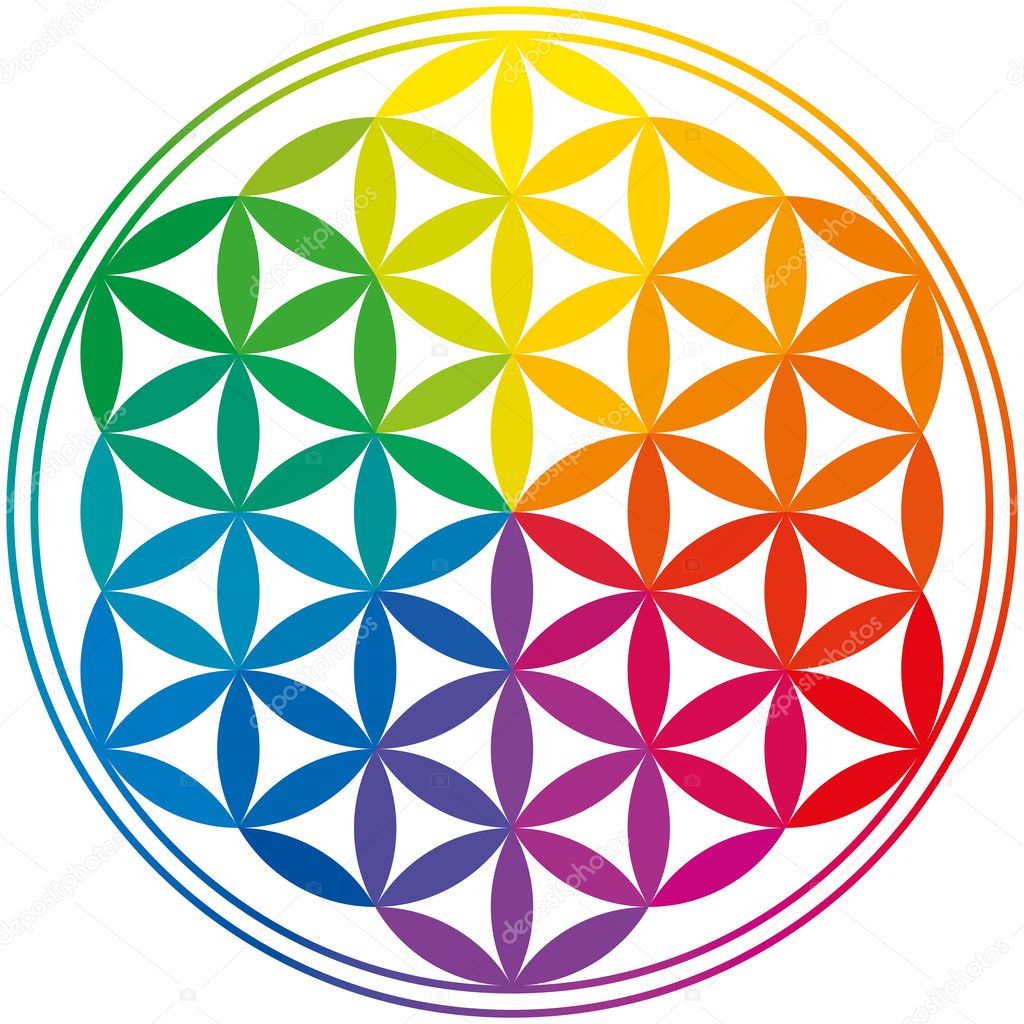 Flower Of Life Rainbow Colors