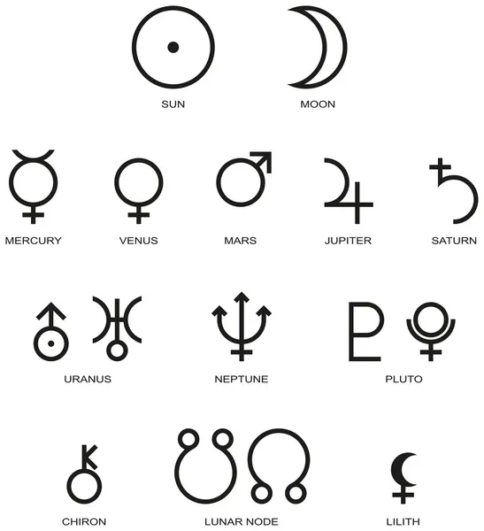 Astrology Planet Symbols — Stock Vector