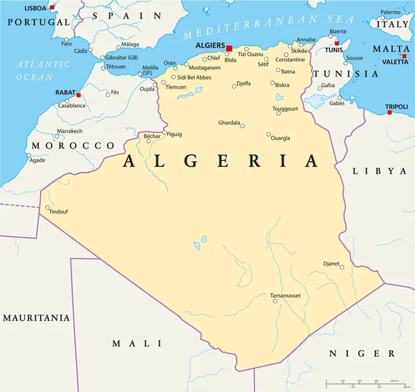 Algeria Political Map — Stock Vector