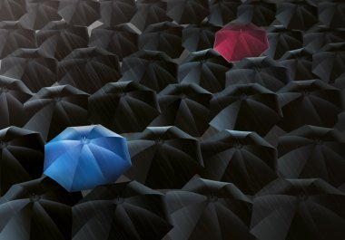 çiseleyen yağmur şemsiyeleri