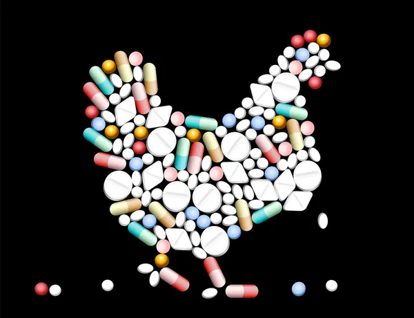 Tablets Pills Hen — Stock Vector