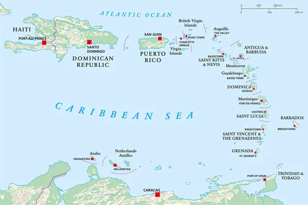 Kleine Antillen, Haiti, Dominikanische Republik — Stockvektor