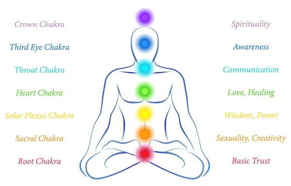 Chakras con Descripción — Vector de stock