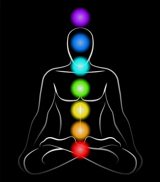 Chakras Hombre Negro — Vector de stock