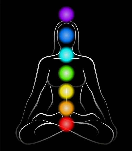 Chakras Woman Black - Stok Vektor