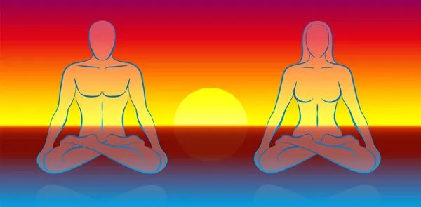 Meditasi Jiwa Ganda - Stok Vektor