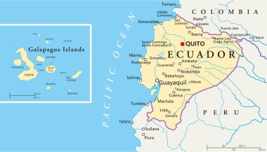 Ecuador and Galapagos Islands Political Map clipart