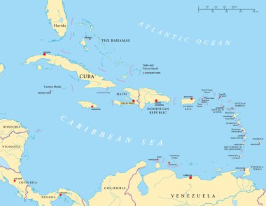 Caribbean - Large And Lesser Antilles - Political Map clipart