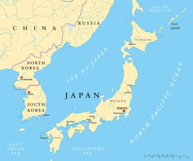 Güney Kore, Japonya ve Kore siyasi Haritası