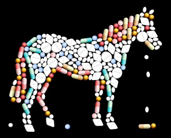 Tablets Pills Horse — Stock Vector