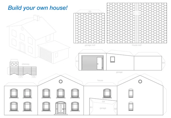 Χαρτί μοντέλο σπίτι περίγραμμα — Διανυσματικό Αρχείο