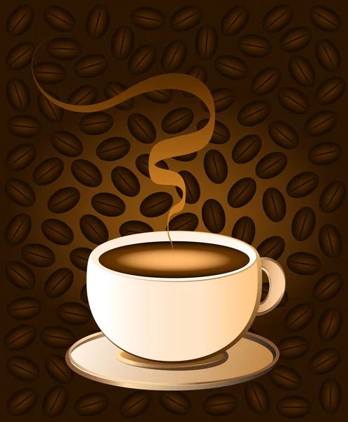 カップのコーヒー豆 — ストックベクタ