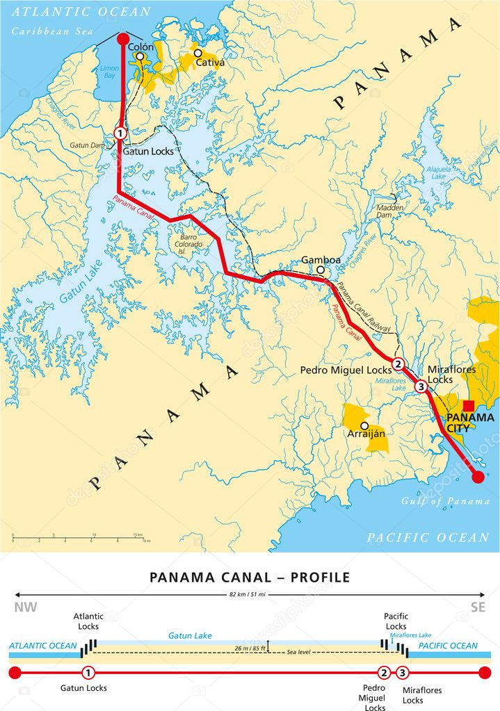 Panama Canal Political Map