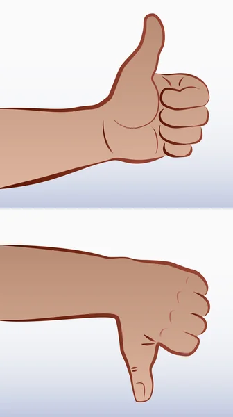 竖起大拇指同意大拇指朝下的不同意 — 图库矢量图片
