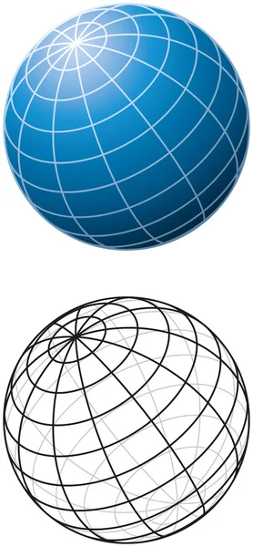 Meridians과 파란 구체 — 스톡 벡터