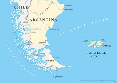 Falkland Islands Policikal Map clipart