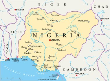 Nigeria Political Map clipart