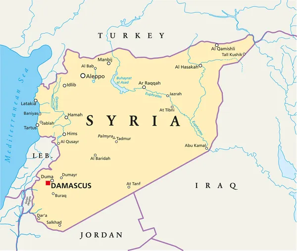Syriens politische Landkarte — Stockvektor