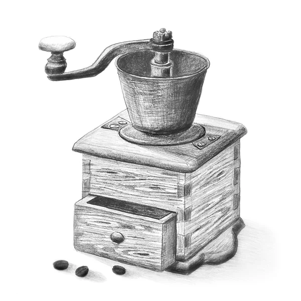 Rysunek ołówkiem młynek do kawy — Zdjęcie stockowe