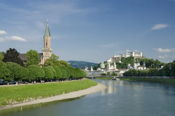 Salzburg City Historic Center And Evangelical Christuskirche — Stock Photo, Image