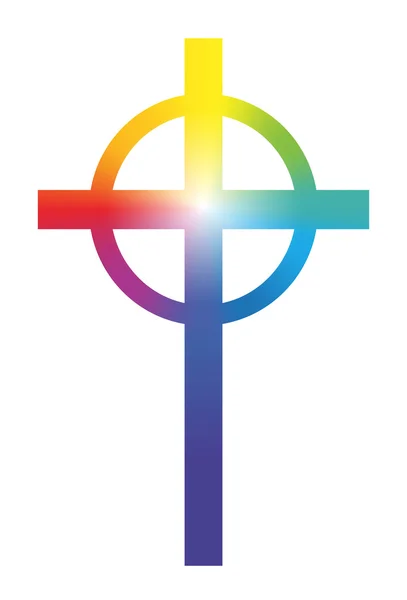 Christian Cross Rainbow Gradient — Stock Vector