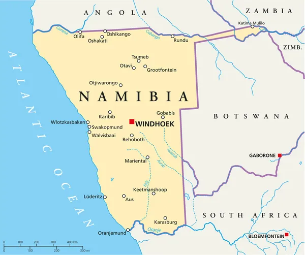 Mapa político de namibia — Archivo Imágenes Vectoriales