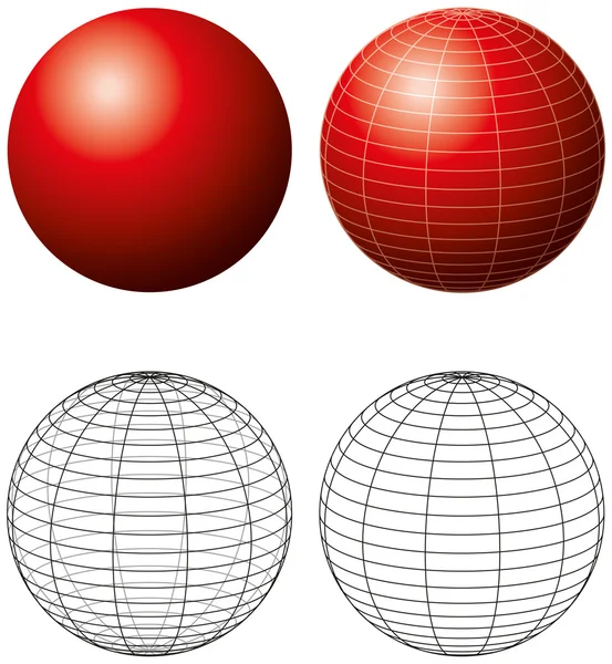 Esfera Vermelha com Meridianos — Vetor de Stock