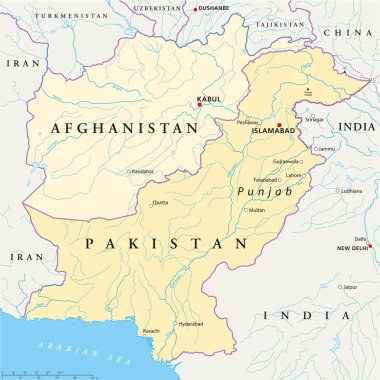 Afganistan ve pakistan siyasi Haritası