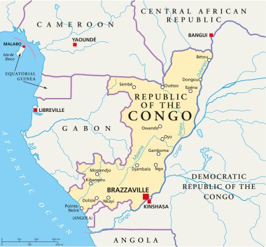 Republic of the Congo Political Map clipart