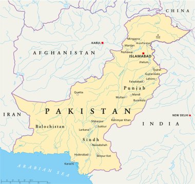 Pakistan Political Map clipart