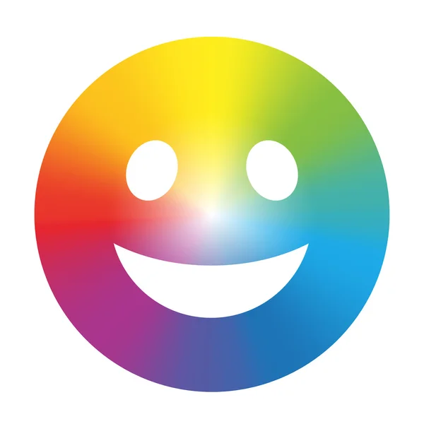 Farbverlauf Regenbogen Smiley weiß — Stockvektor