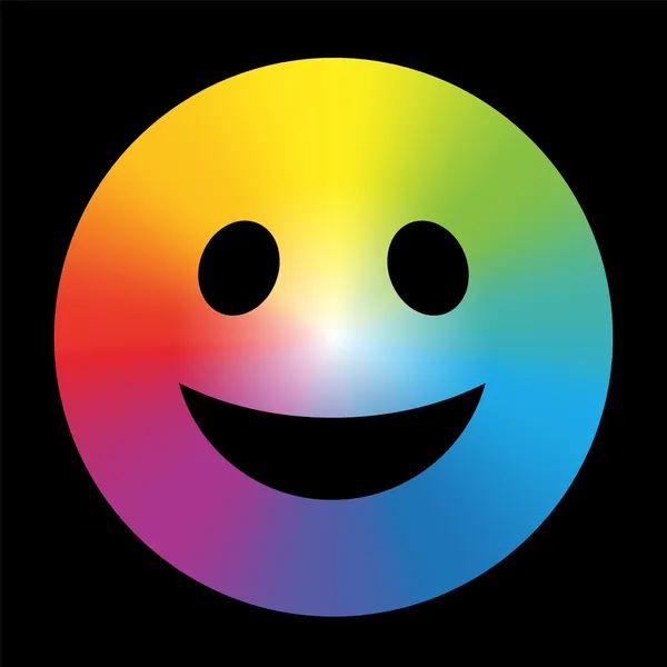Cor do arco-íris Gradiente Smiley Preto — Vetor de Stock