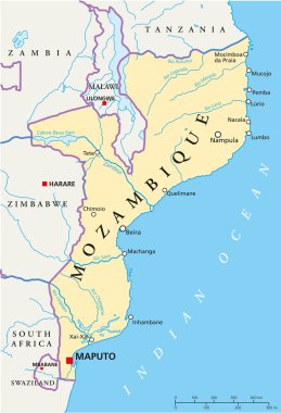Mozambique Political Map clipart