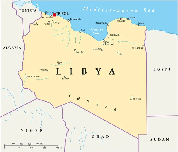 Libya Political Map — Stock Vector