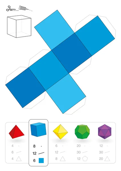 Papiermodell Hexaeder — Stockvektor