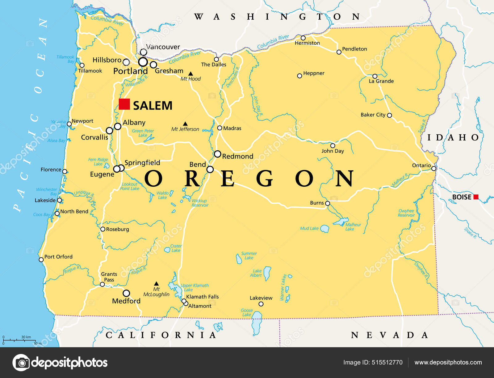 아니면 세일럼의 서부의 태평양 북서부 지역에 주에는 별명이 붙었다 Vector 스톡 벡터 - ©Furian 515512770