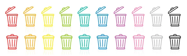 Trash Can Logo Waste Bins Colorful Garbage Can Symbols Rainbow — Stock Vector