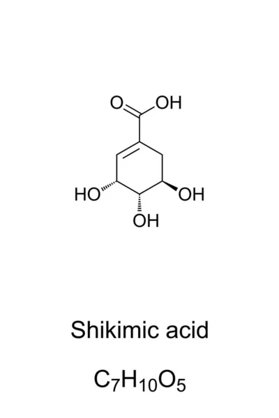 Kyselina Shikimová Chemický Vzorec Struktura Kostry Farmaceutický Průmysl Používá Kyselinu — Stockový vektor
