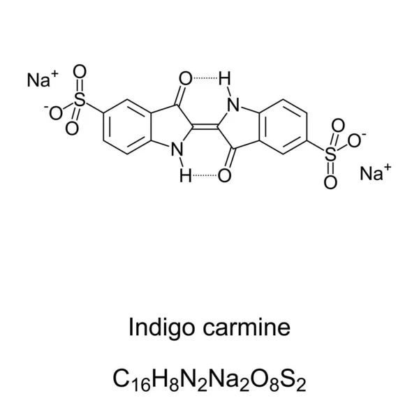 Indigokarmín Chemický Vzorec Struktura Organická Sůl Získaná Indiga Aromatickou Sulfonací — Stockový vektor
